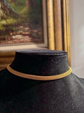 Vintage Gold Tone Mesh Choker Necklace